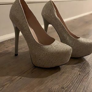 Glittery white heels